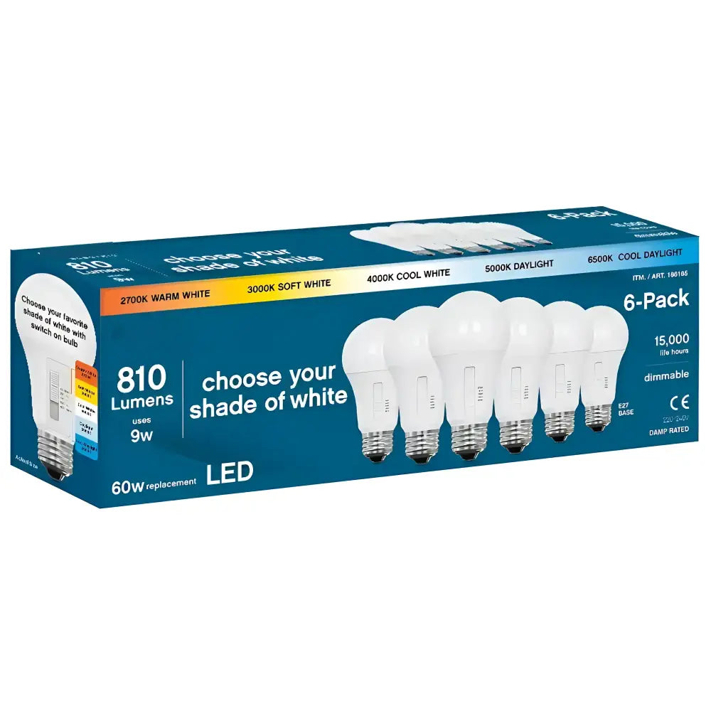 6 Pack 9W 810lm E27 5-CCT Dimmable LED Globe - Home & Garden > Lighting > Light Bulbs