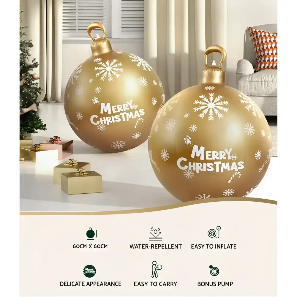 60cm Christmas Inflatable Ball Bauble Outdoor Decoration Gold