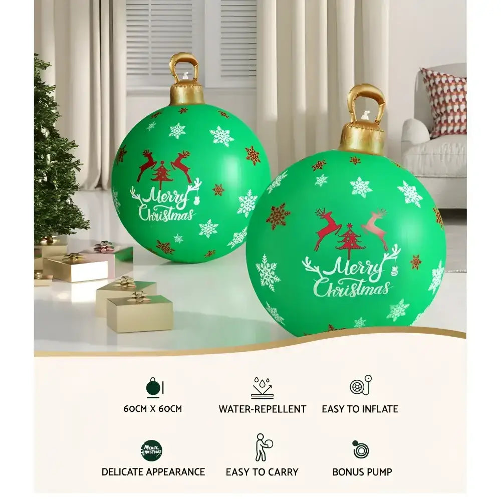 60cm Christmas Inflatable Ball Bauble Outdoor Decoration Green