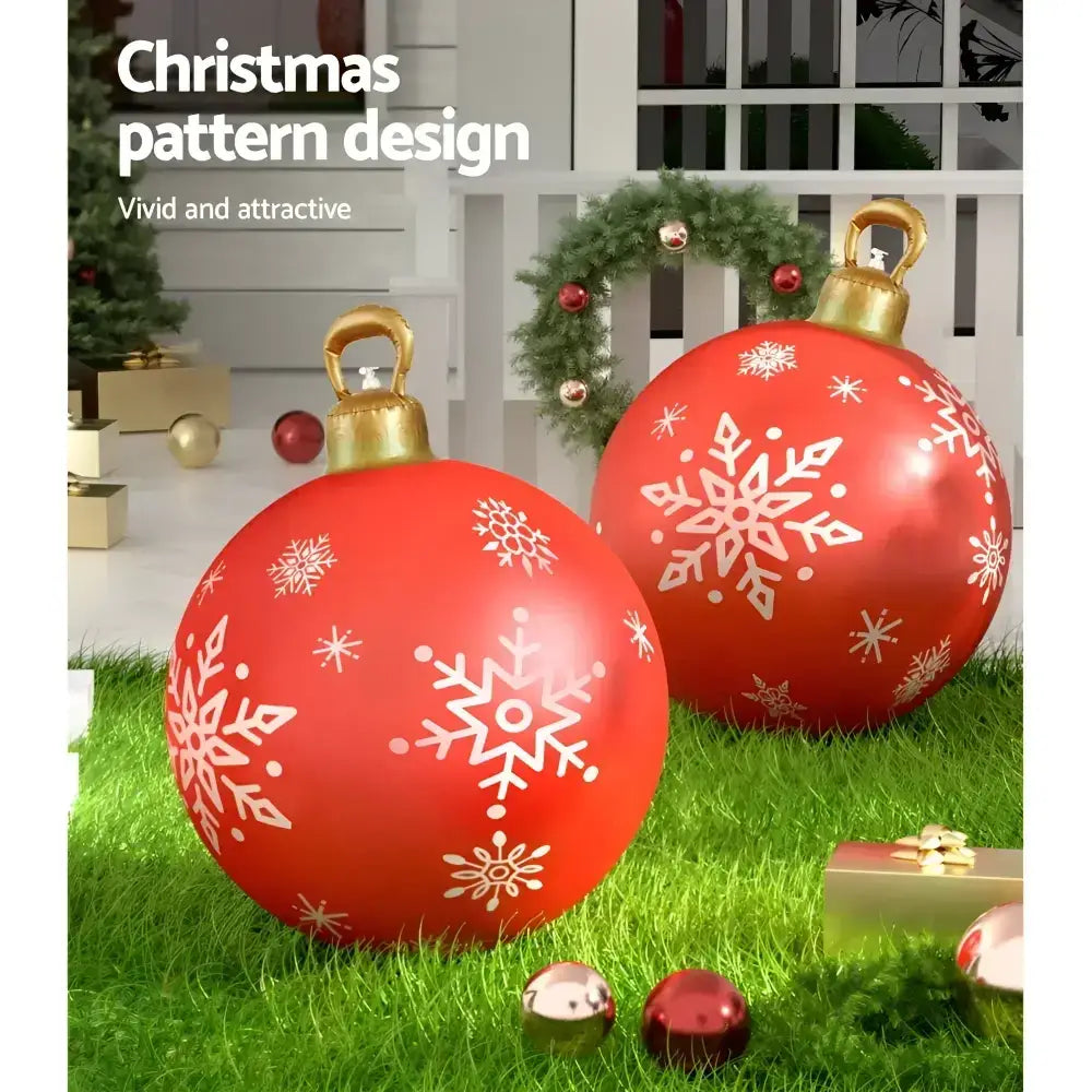60cm Christmas Inflatable Ball Bauble Outdoor Decoration Red