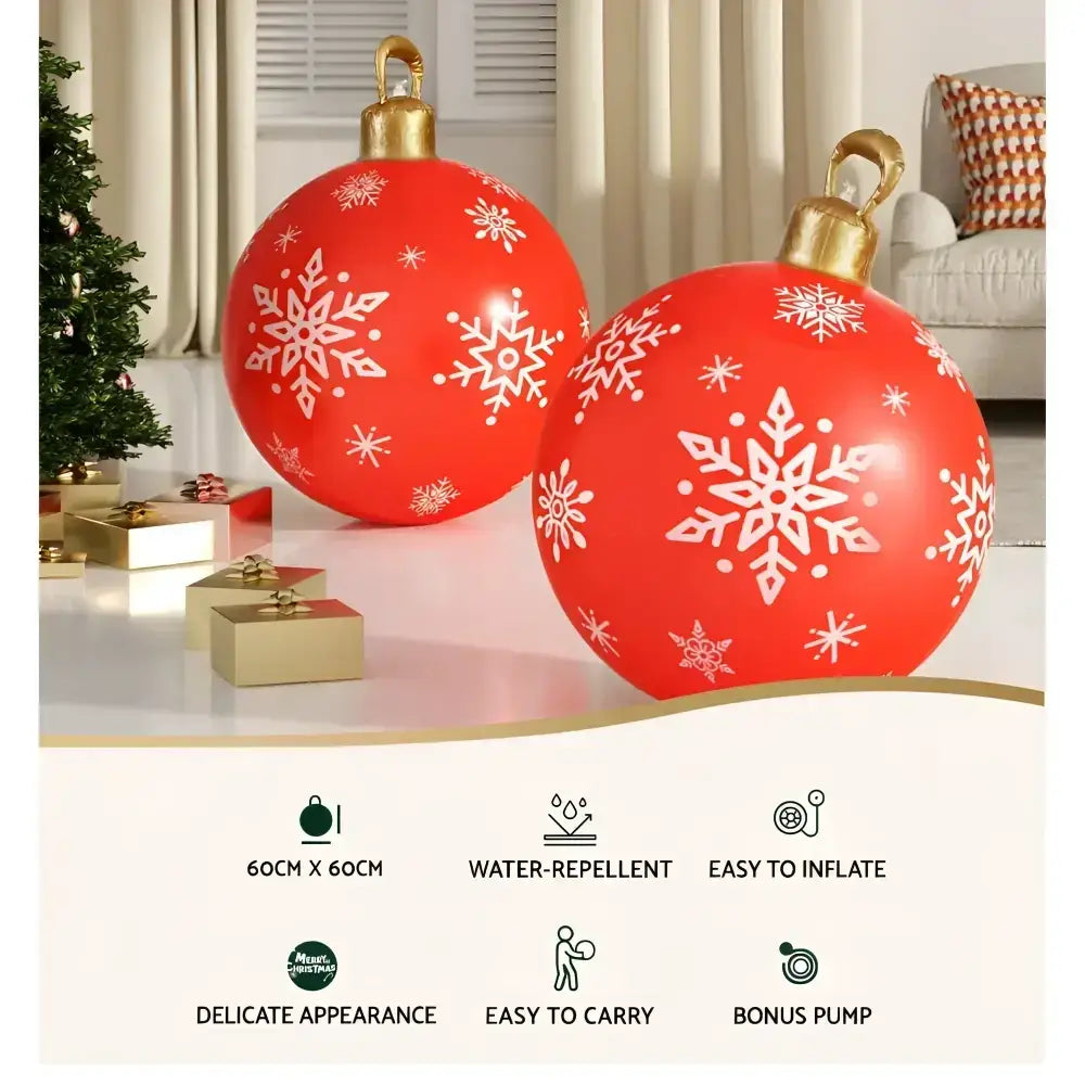 60cm Christmas Inflatable Ball Bauble Outdoor Decoration Red