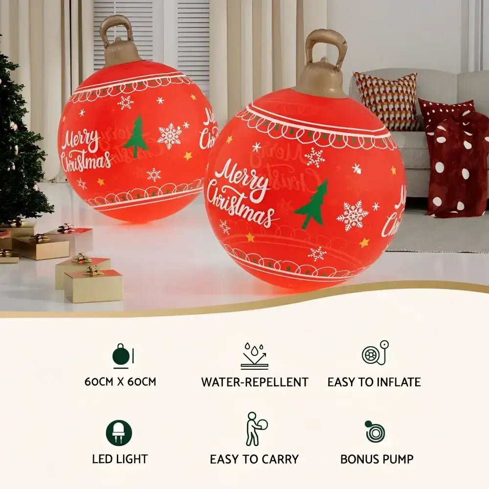 60cm Christmas Inflatable Ball - Red Led Decoration