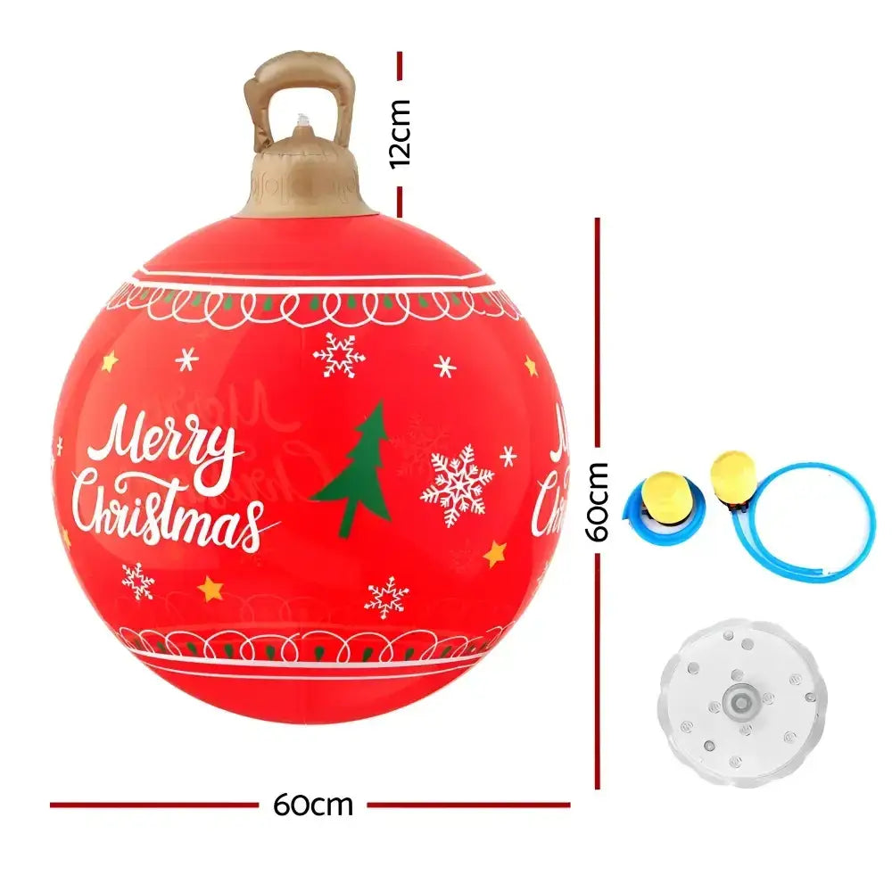 60cm Christmas Inflatable Ball - Red Led Decoration