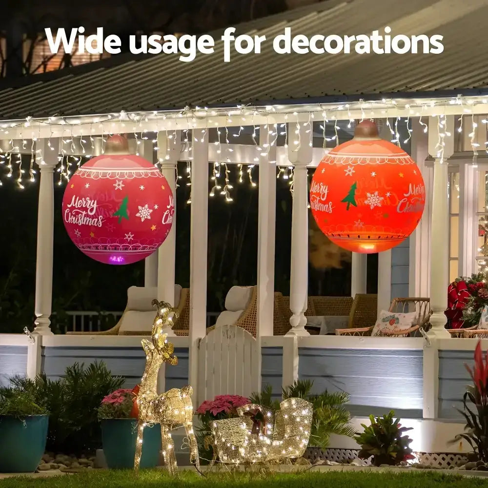 60cm Christmas Inflatable Ball - Red Led Decoration