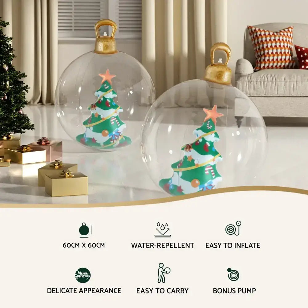 60cm Christmas Inflatable Ball Tree Decoration Giant Bauble Clear