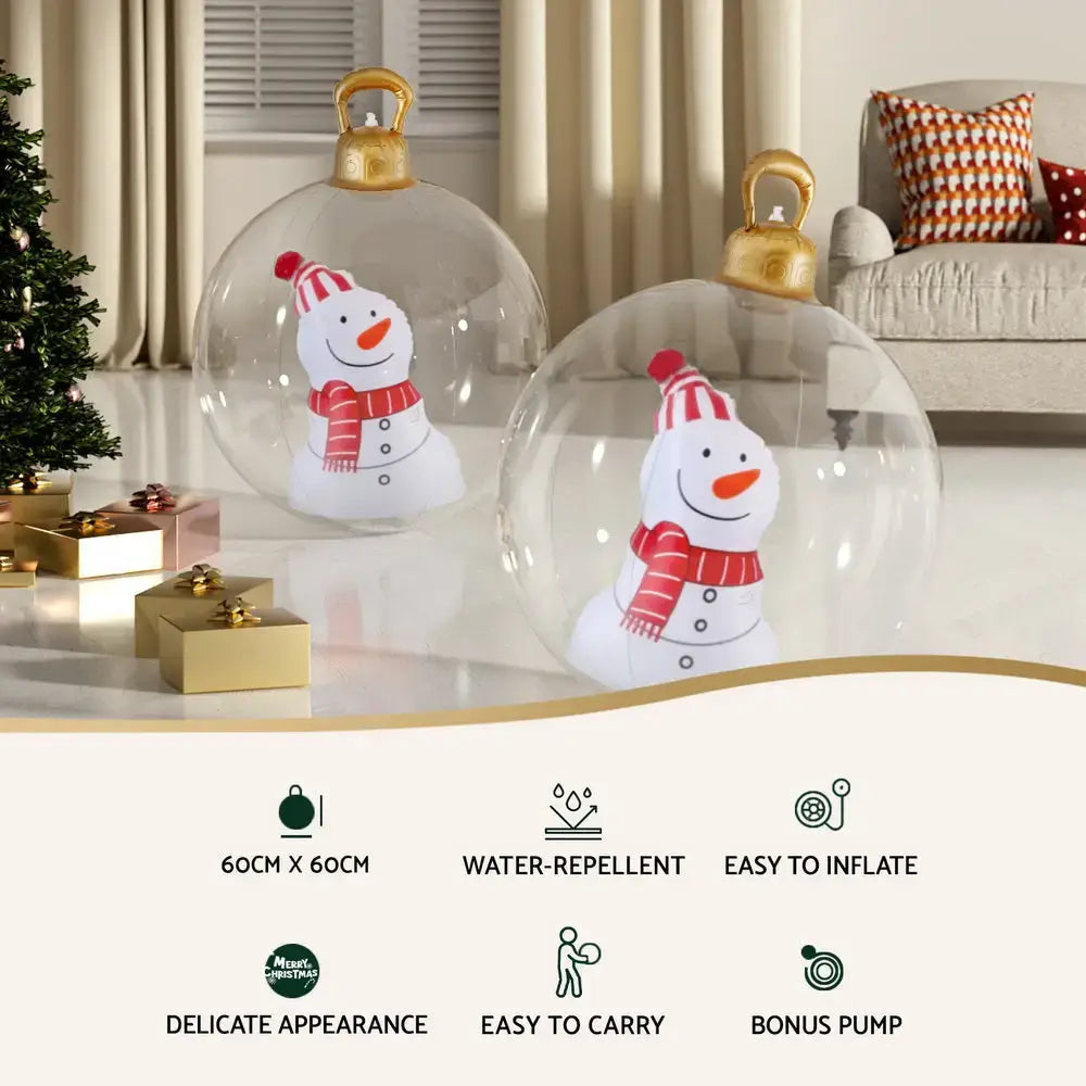60cm Inflatable Christmas Bauble: Snowman Decoration
