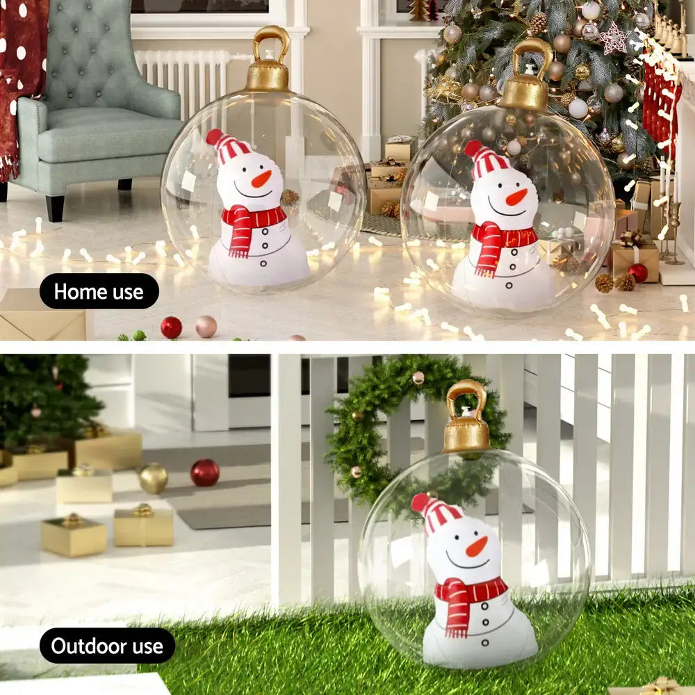 60cm Inflatable Christmas Bauble: Snowman Decoration