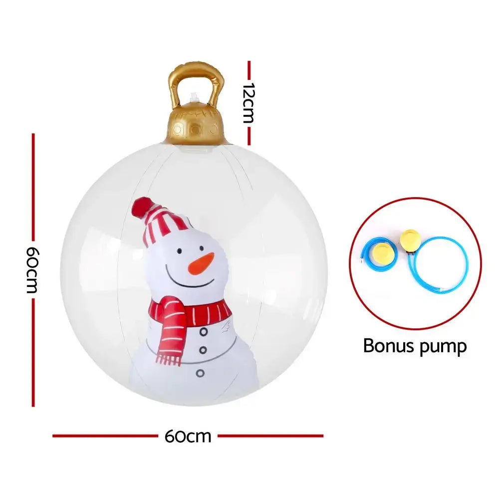 60cm Inflatable Christmas Bauble: Snowman Decoration