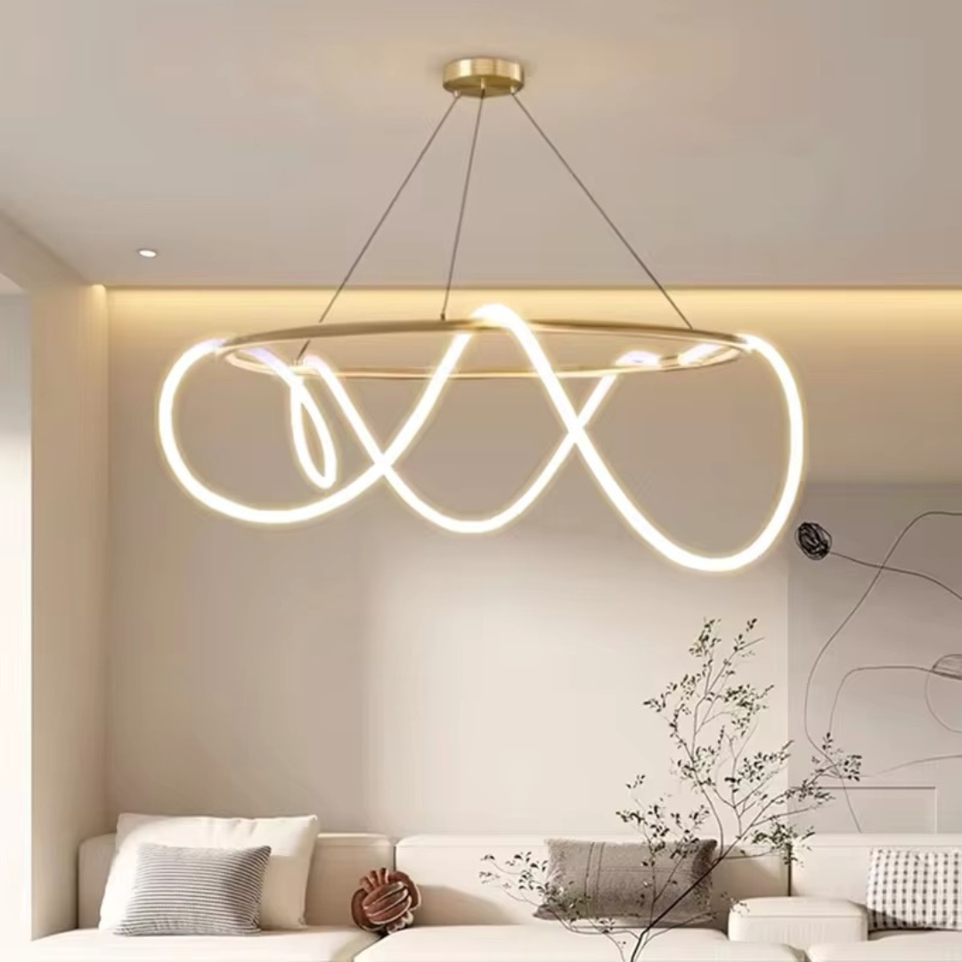 ORBIS SATIN BRASS 90W Circular LED Squiggle Pendant