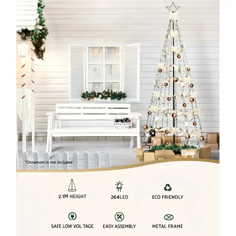 2.1M Solar Power Warm White LED Outdoor Christmas Tree
