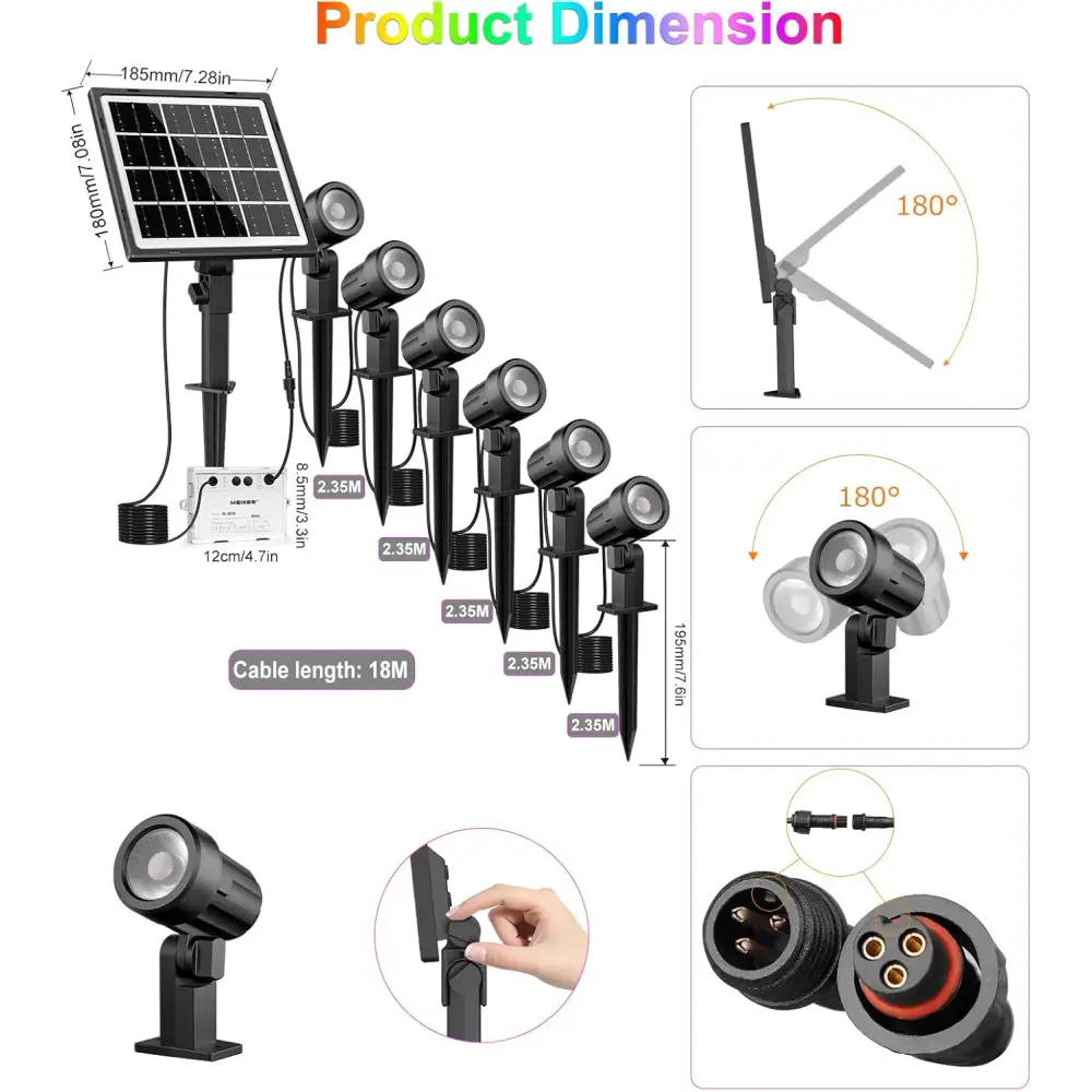 Botanical 6-in-1 RGB LED Solar Garden Spike Kit
