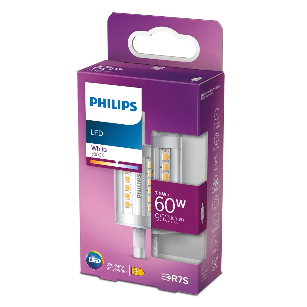 Philips R7s 78mm LED 7.5W 806lm Warm White Halogen Replacement