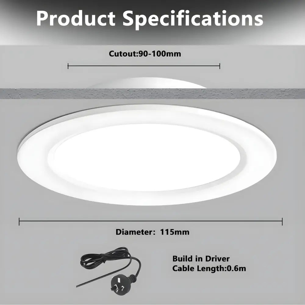 Bright Sleek Eco 12W Tri-Colour LED Downlight - 90mm Cut Out