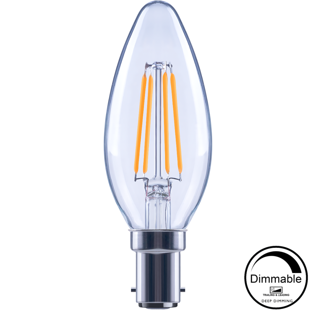 4W 470lm B15 4000K Clear Dimmable LED Candle