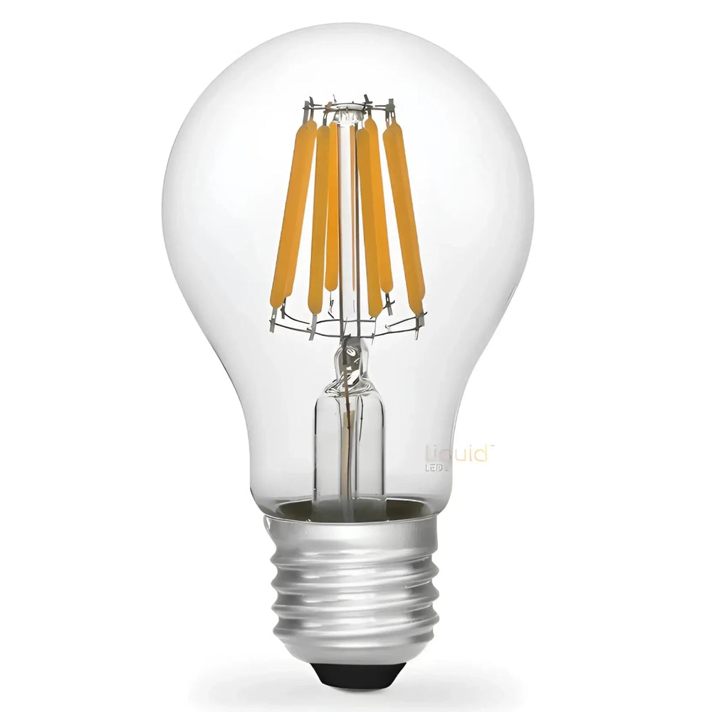 24V DC 8W 850lm E27 2700K dimmable LED filament bulb with warm yellow glow