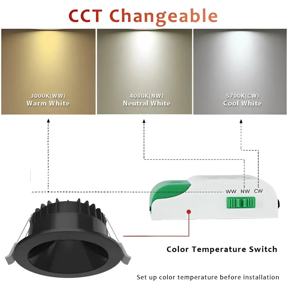 Green Earth Lighting Australia LED Downlight 8W Tri-Colour Dimmable Low Glare LED Downlight 90mm Cut out DL21446