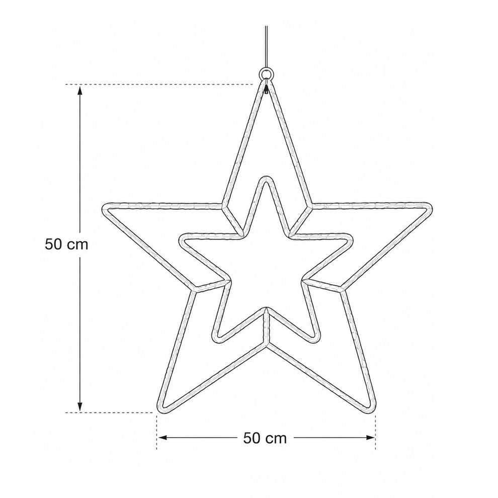 Lexi Lighting 50cm 2D Acrylic Concentric Double Star Christmas Light – Warm White