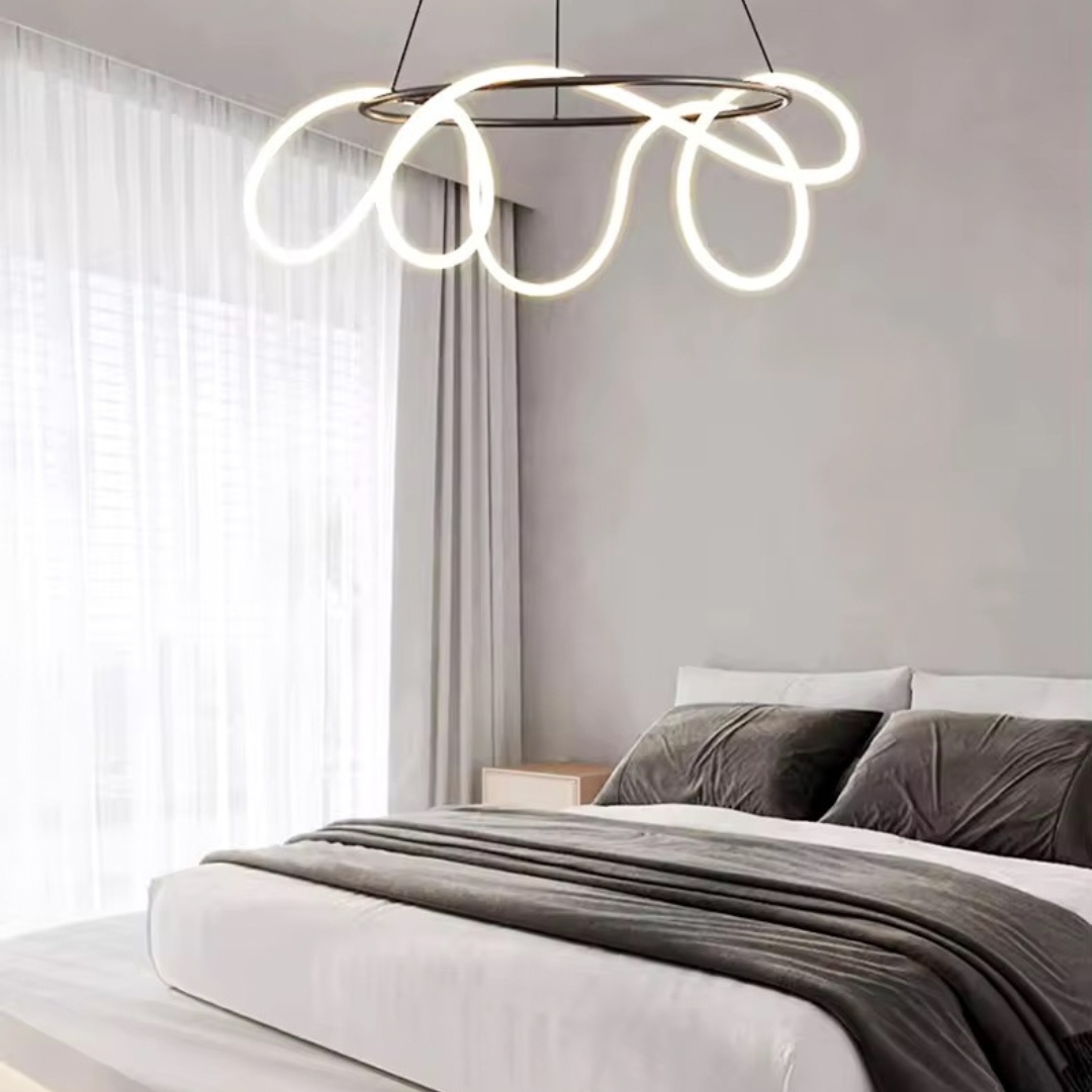 ORBIS BLACK 90W Circular LED Squiggle Pendant