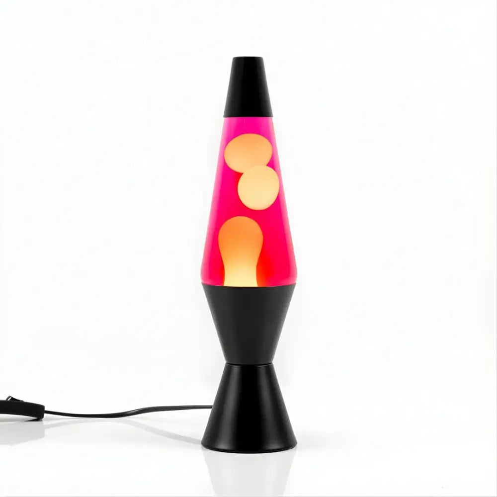 37cm diamond motion lava lamp with pink liquid and yellow lava, available at greenearth.net.au.