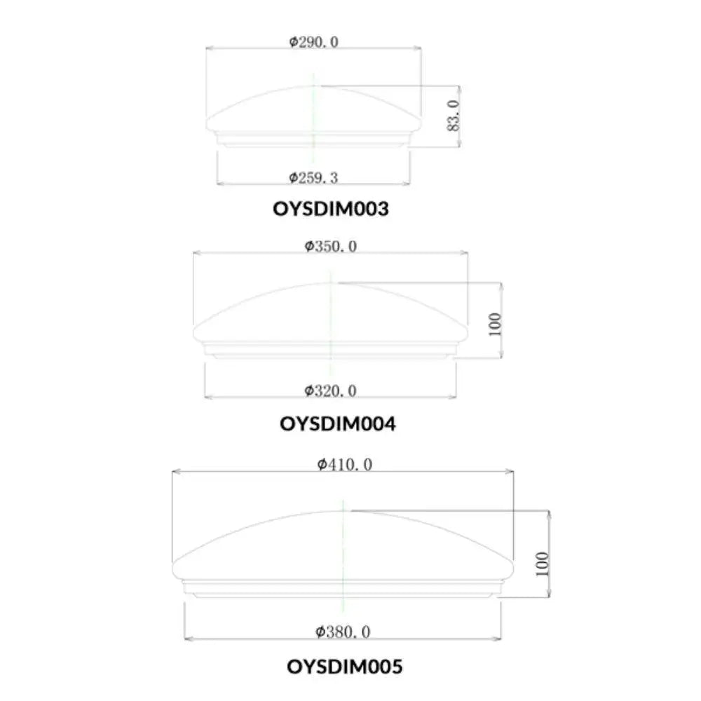 CLA OYSTER-DIM - Tricolour Dimmable Oyster Ceiling Light IP44