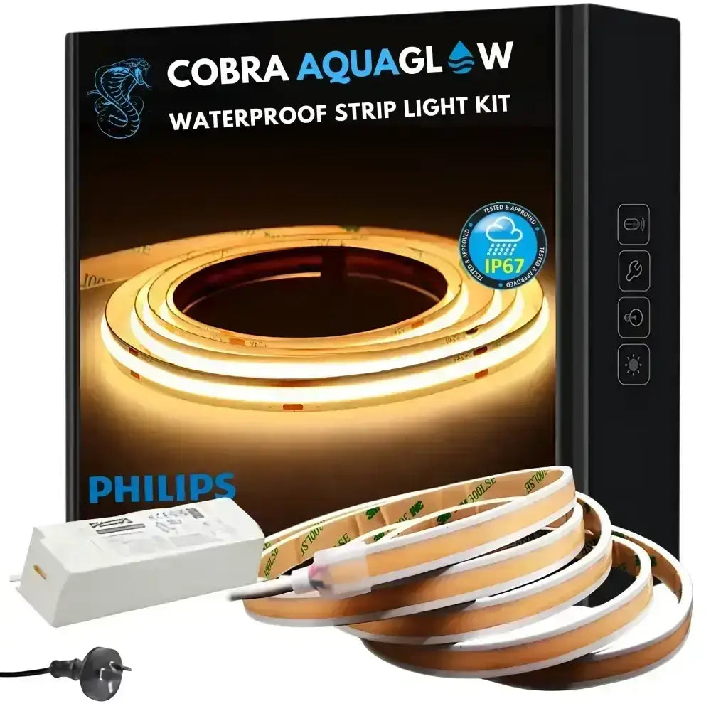 COBRA AquaGlow IP67 10W/m COB LED Strip Light Kit | 5 meter