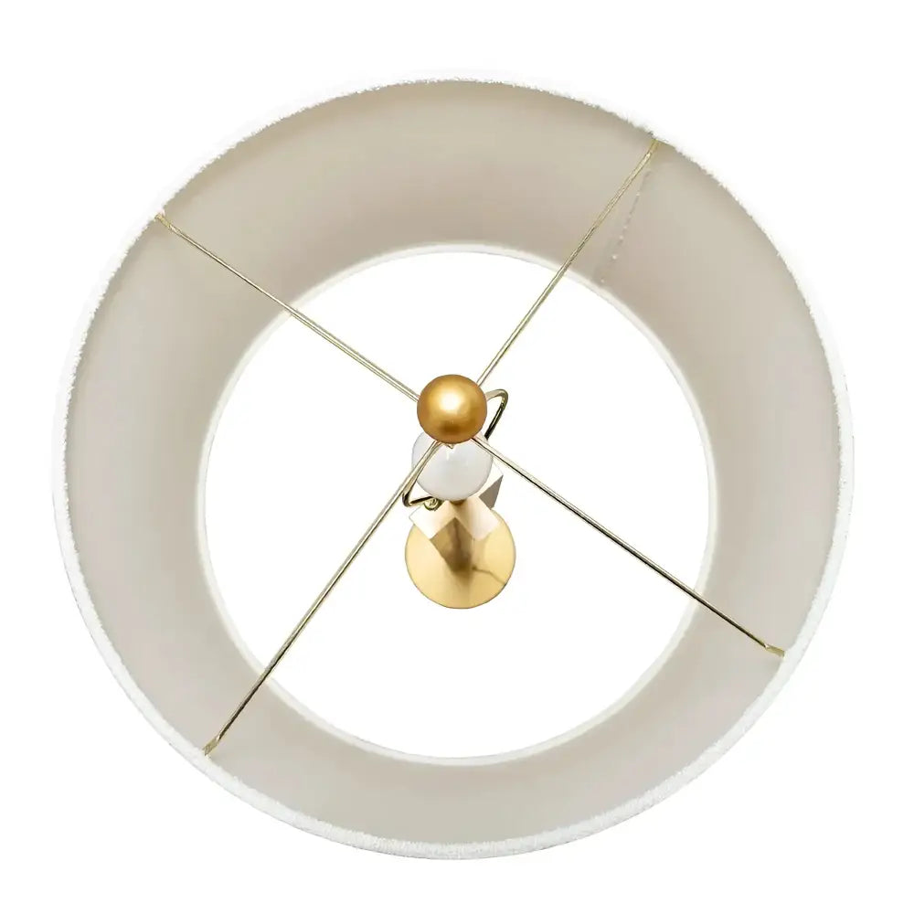 Elegant designer marble base floor lamp with off-white drum shade