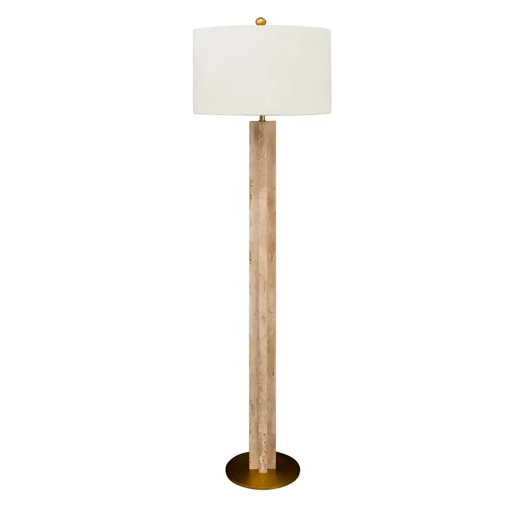 Munich Marble Floor Lamp with natural marble base and boucle shade