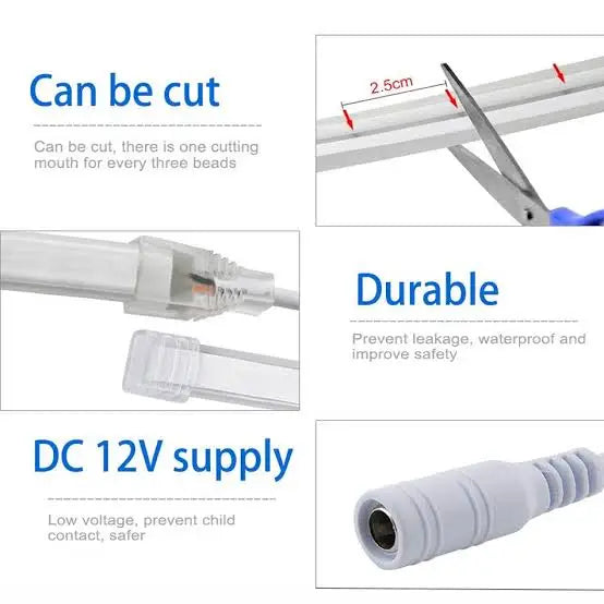 Strippy GlowFlex 6000K COB LED Strip Light | Easy Connect DC Plug - Home & Garden > Lighting