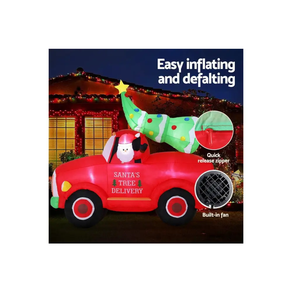 1.6M Christmas Inflatable Santa Truck LED Illuminated Decoration