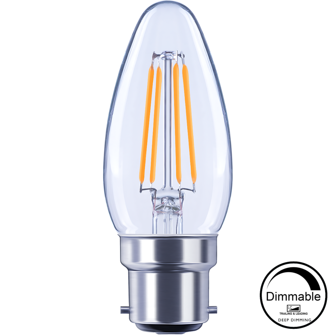 4W 470lm B22 4000K Clear Dimmable LED Candle