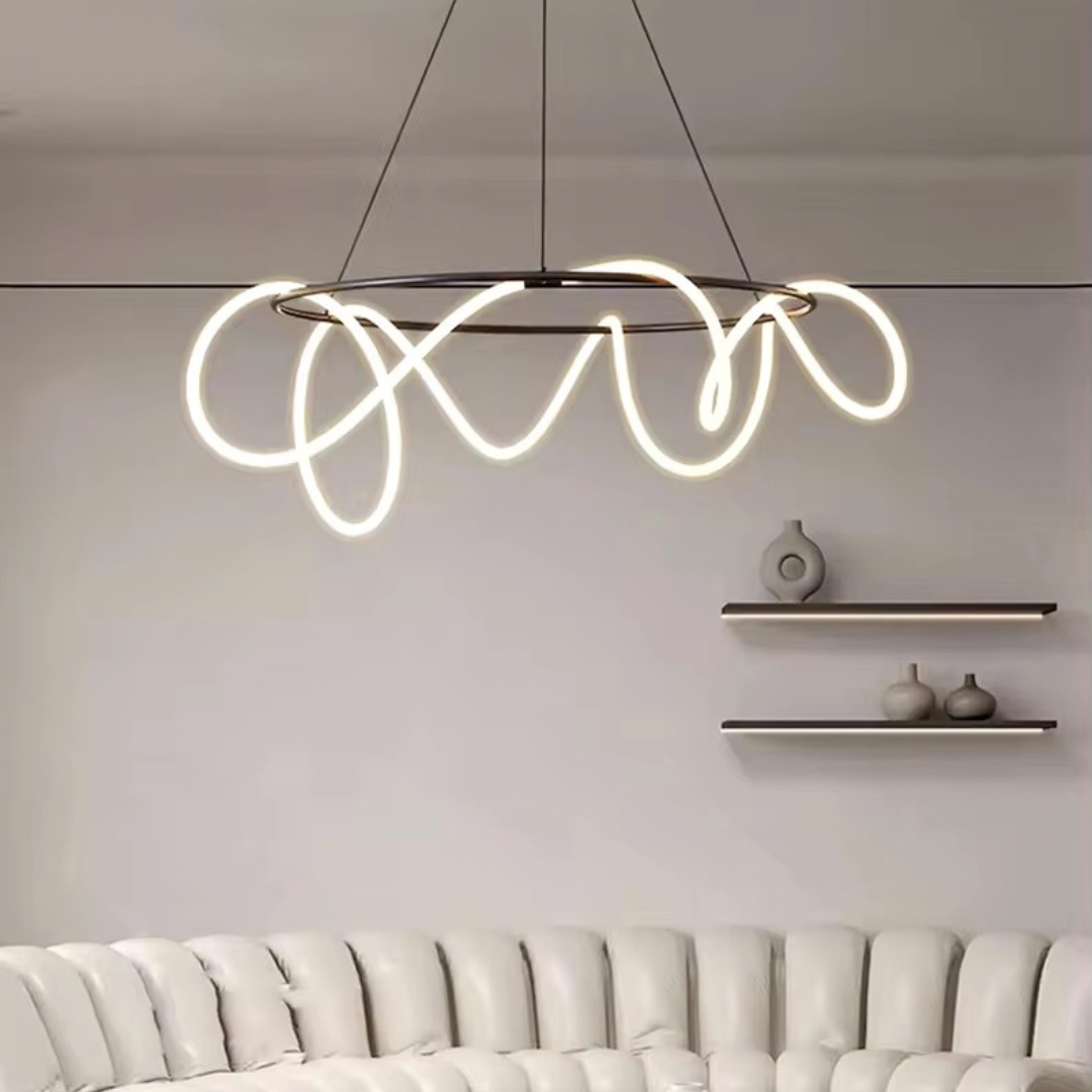 ORBIS BLACK 90W Circular LED Squiggle Pendant