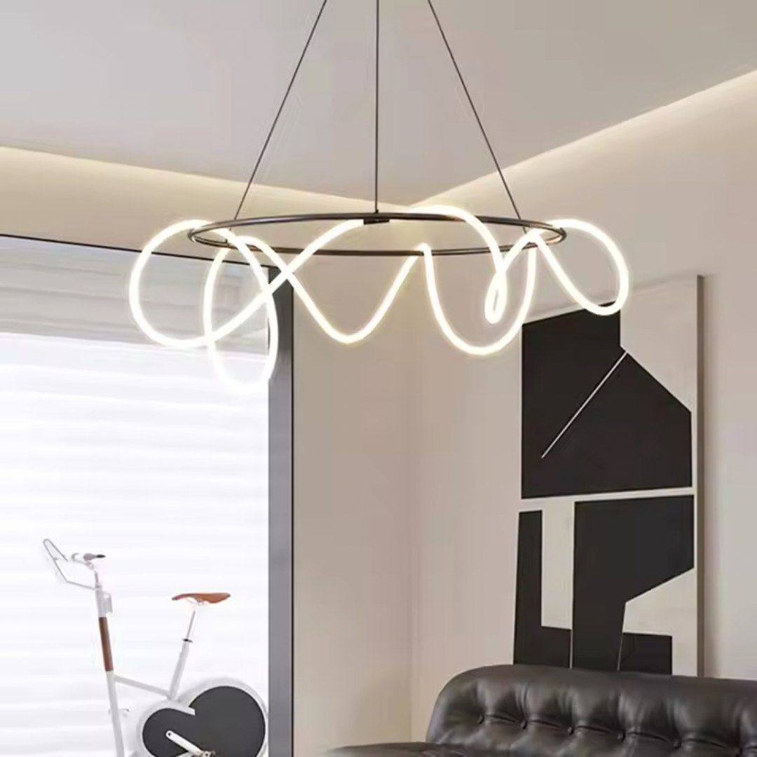 ORBIS BLACK 90W Circular LED Squiggle Pendant