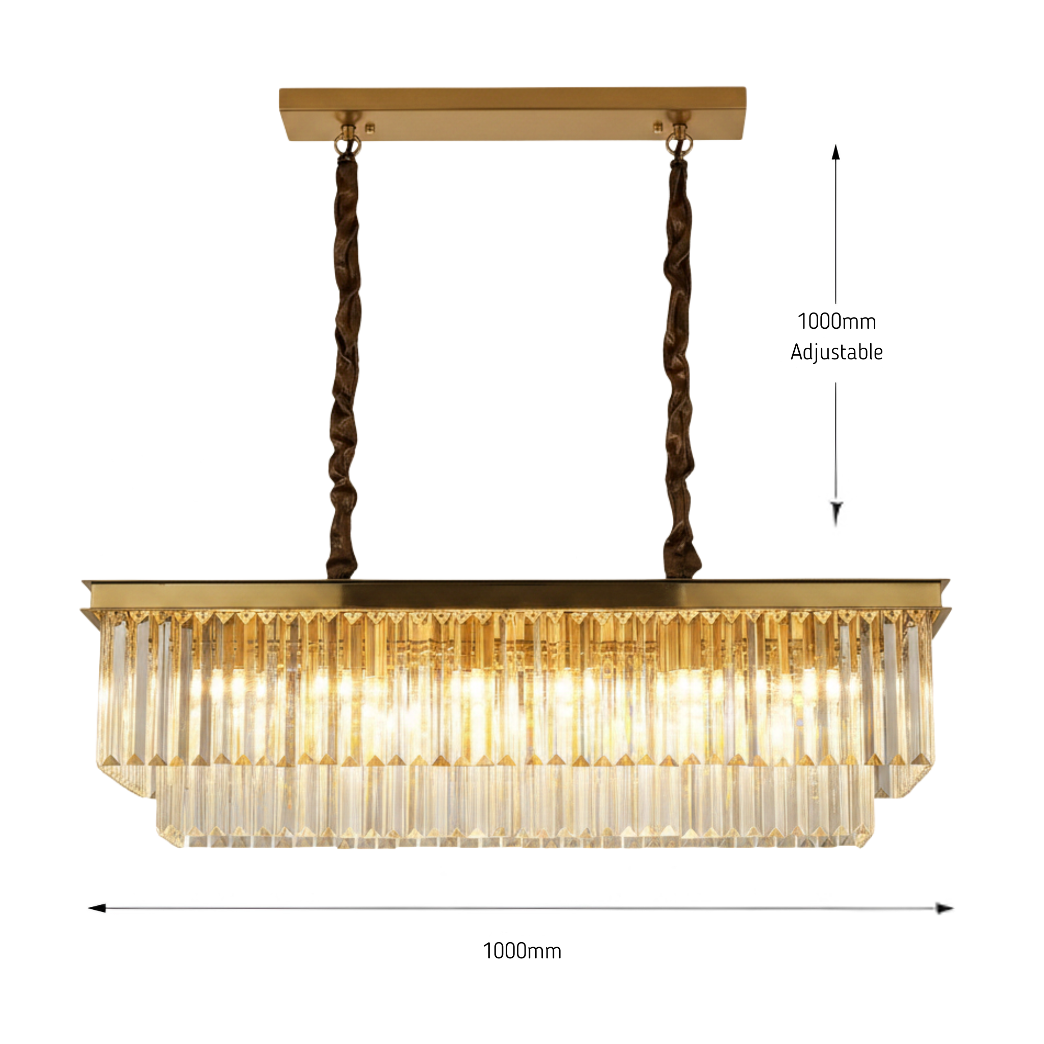 Green earth Celeste Gold 8 Light Tri-Colour LED Crystal Chandelier 1000mm