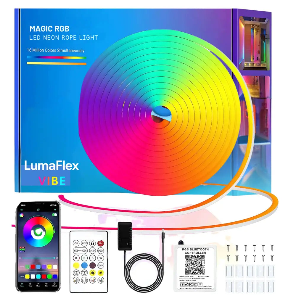 LumaFlex Vibe: RGB Neon LED Strip Light Kit | Smart App & Remote