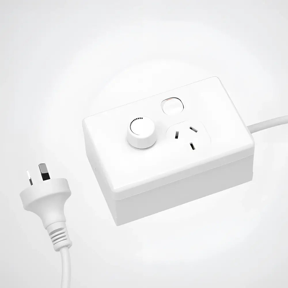 Rotary Plug-In Dimmer with On/Off Switch – White