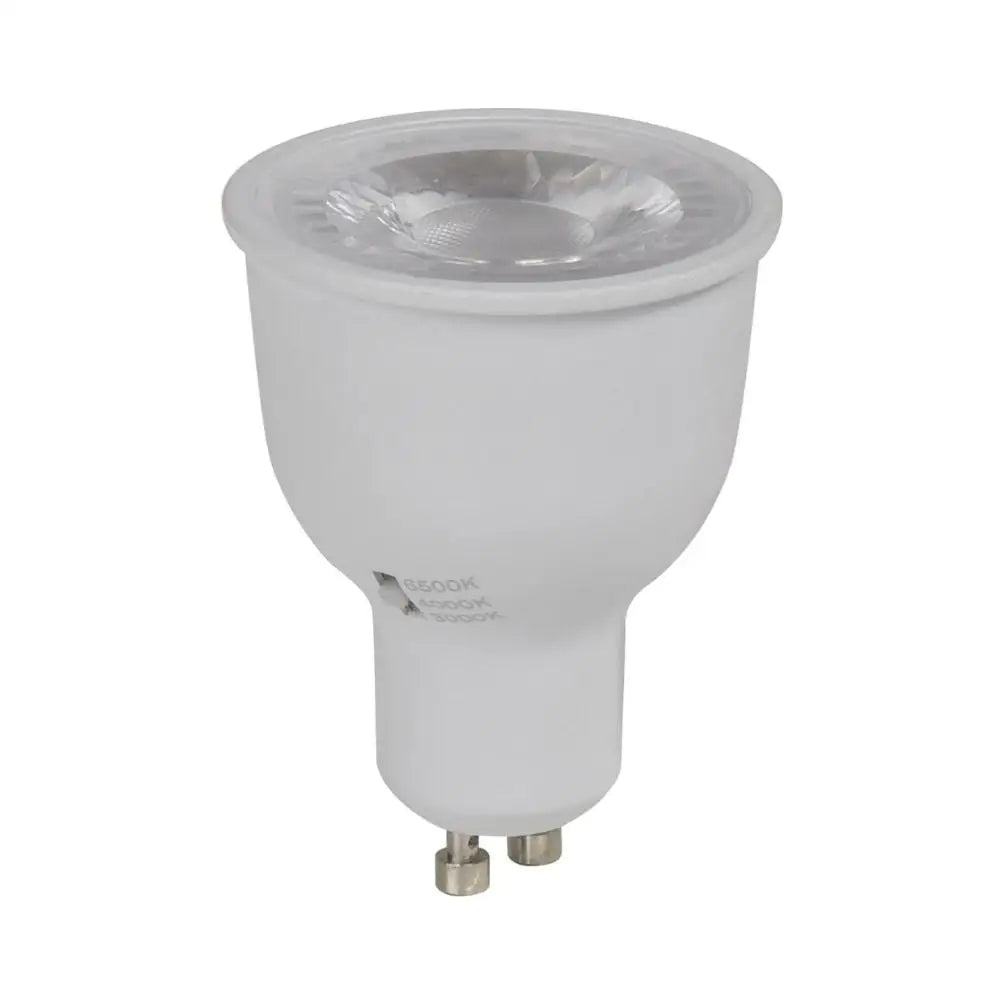 Domus LED light bulb with GU10 base on a white background