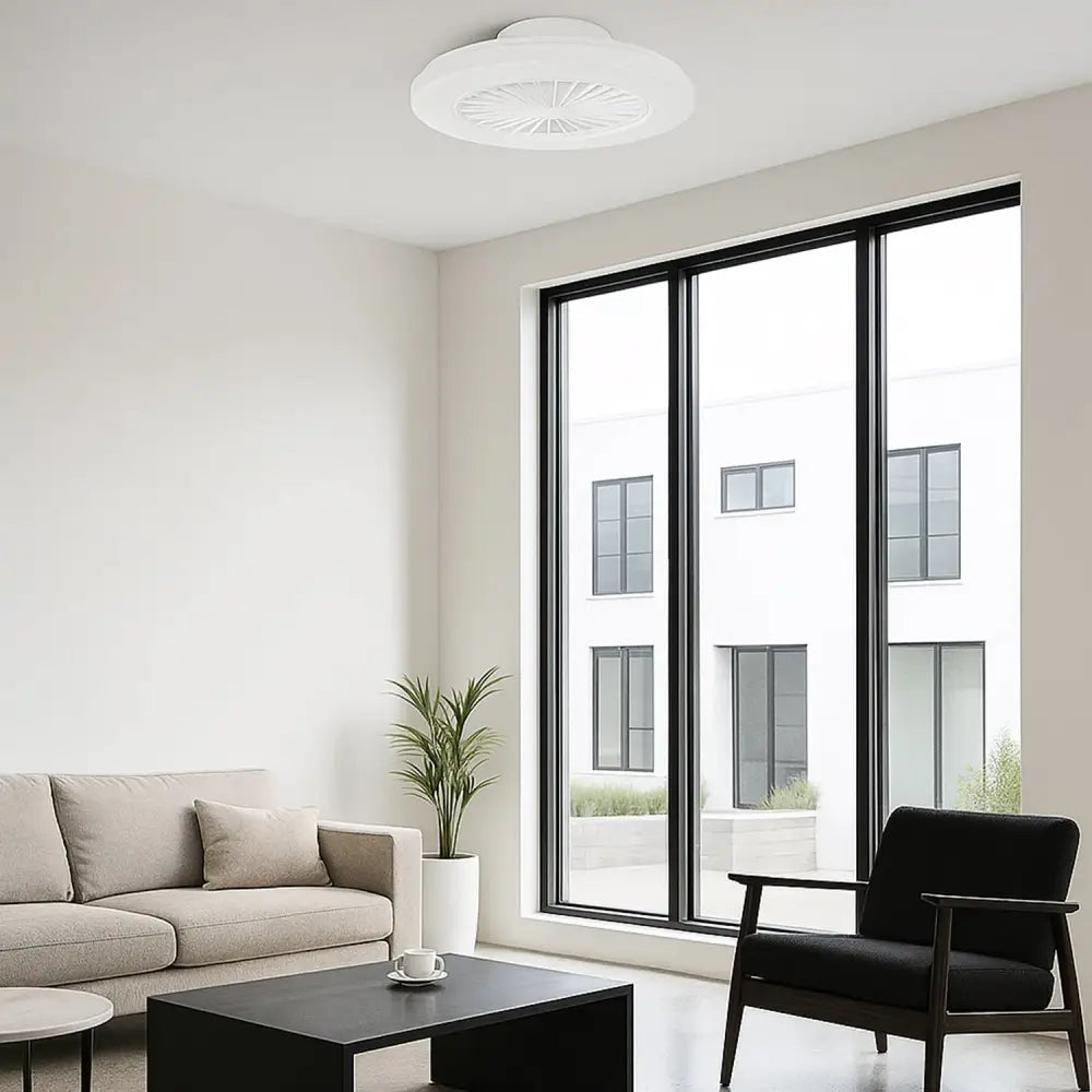 Viftu1 19” Low Profile DC Ceiling Fan White with Remote Control + CCT LED Light