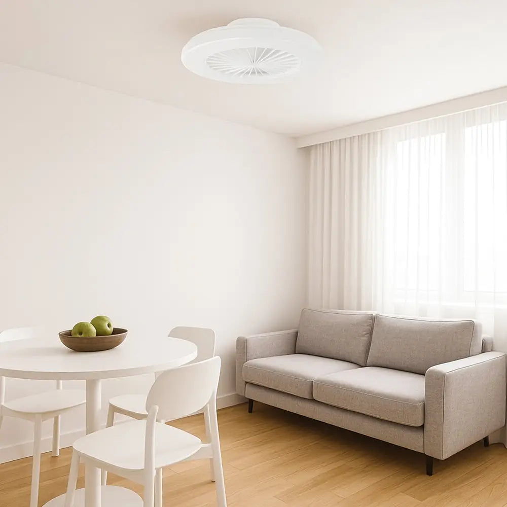 Viftu1 19” Low Profile DC Ceiling Fan White with Remote Control + CCT LED Light