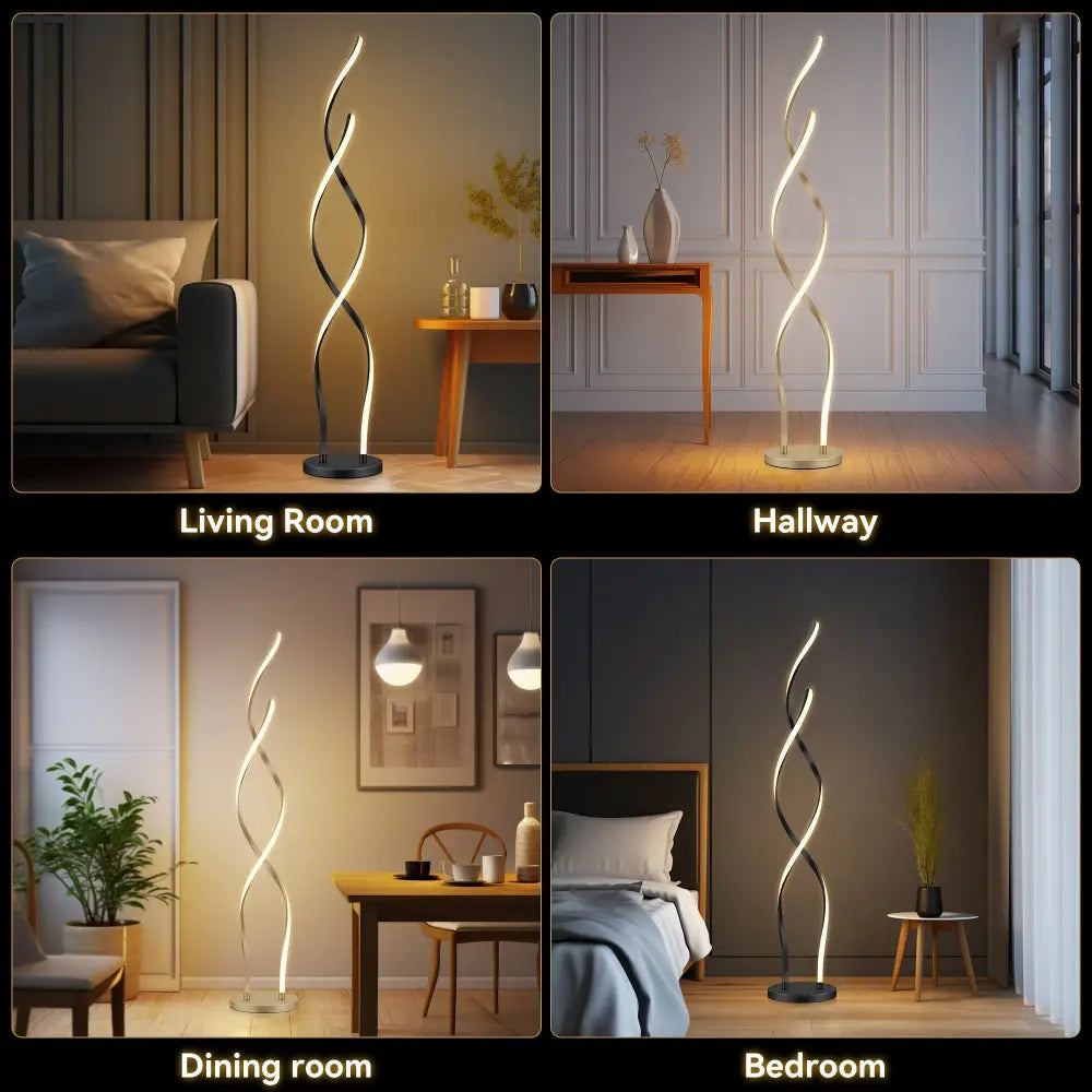 Contemporary black spiral LED lamp for bedrooms and lounges