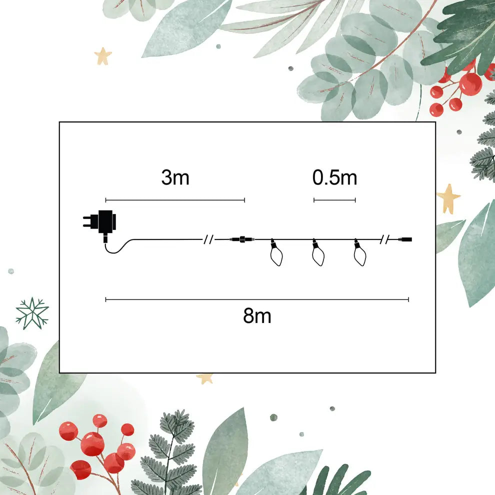 8M Multi Colour LED Connectable Large Pinecone String Light Kit