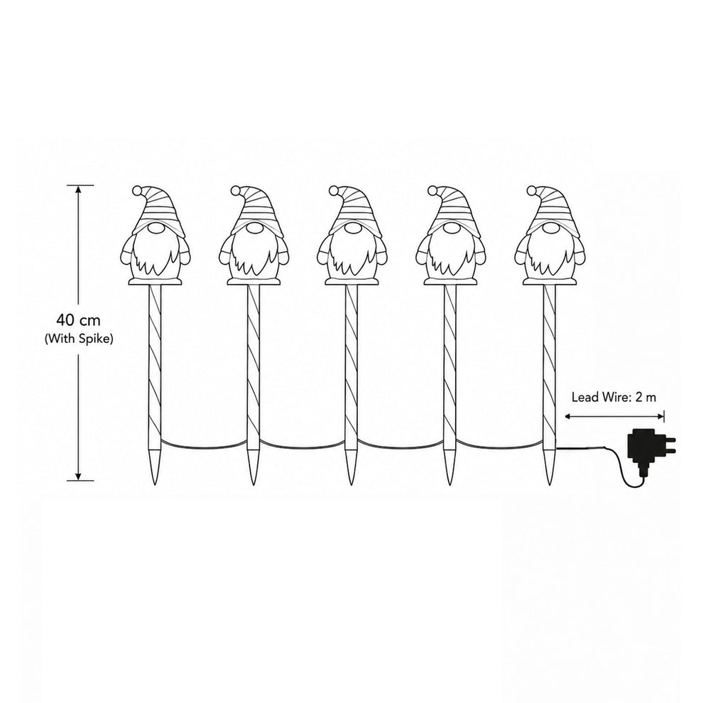 Set of 5 Solar Christmas Candy Gnome LED Path Lights – Warm White | Lexi Lighting