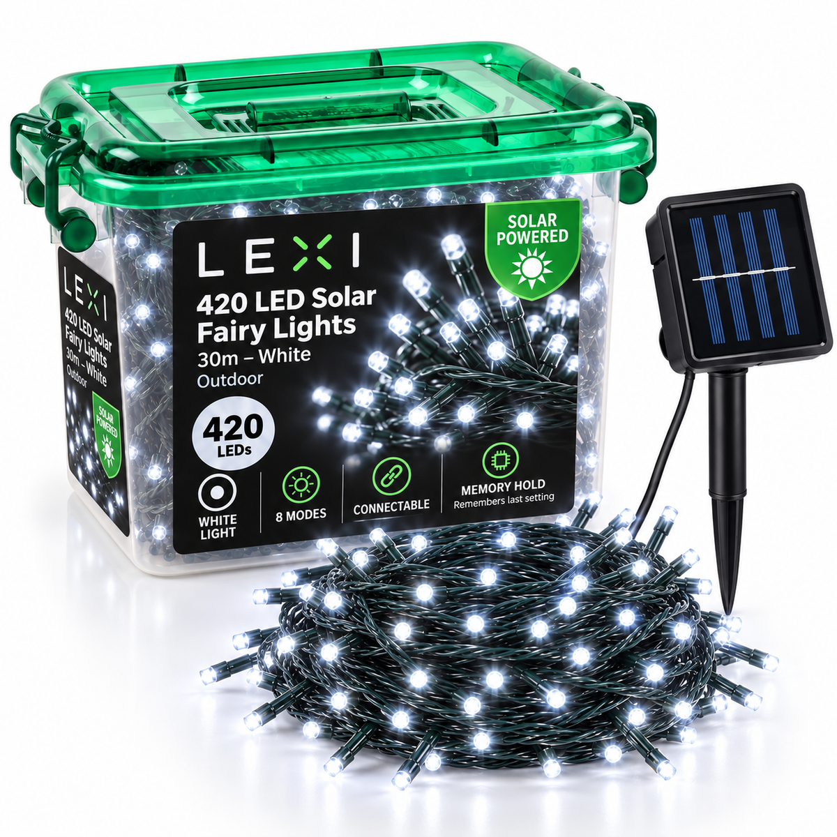 Lexi Lighting 420 LED Solar Fairy Lights 30m – White