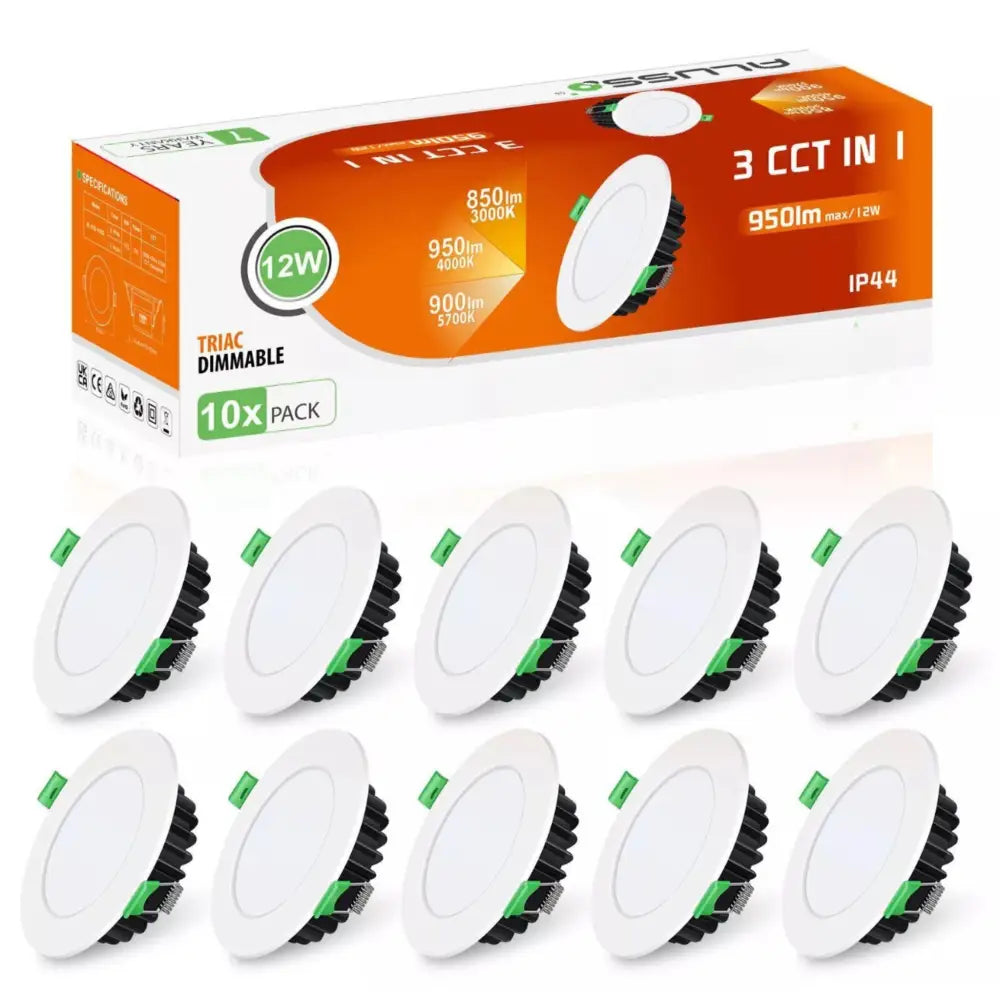 12W Tri-Colour Dimmable LED Downlight | 90mm Cut Out | Matilda Trade Pack 10 - Home & Garden > Lighting > Ceiling Lights