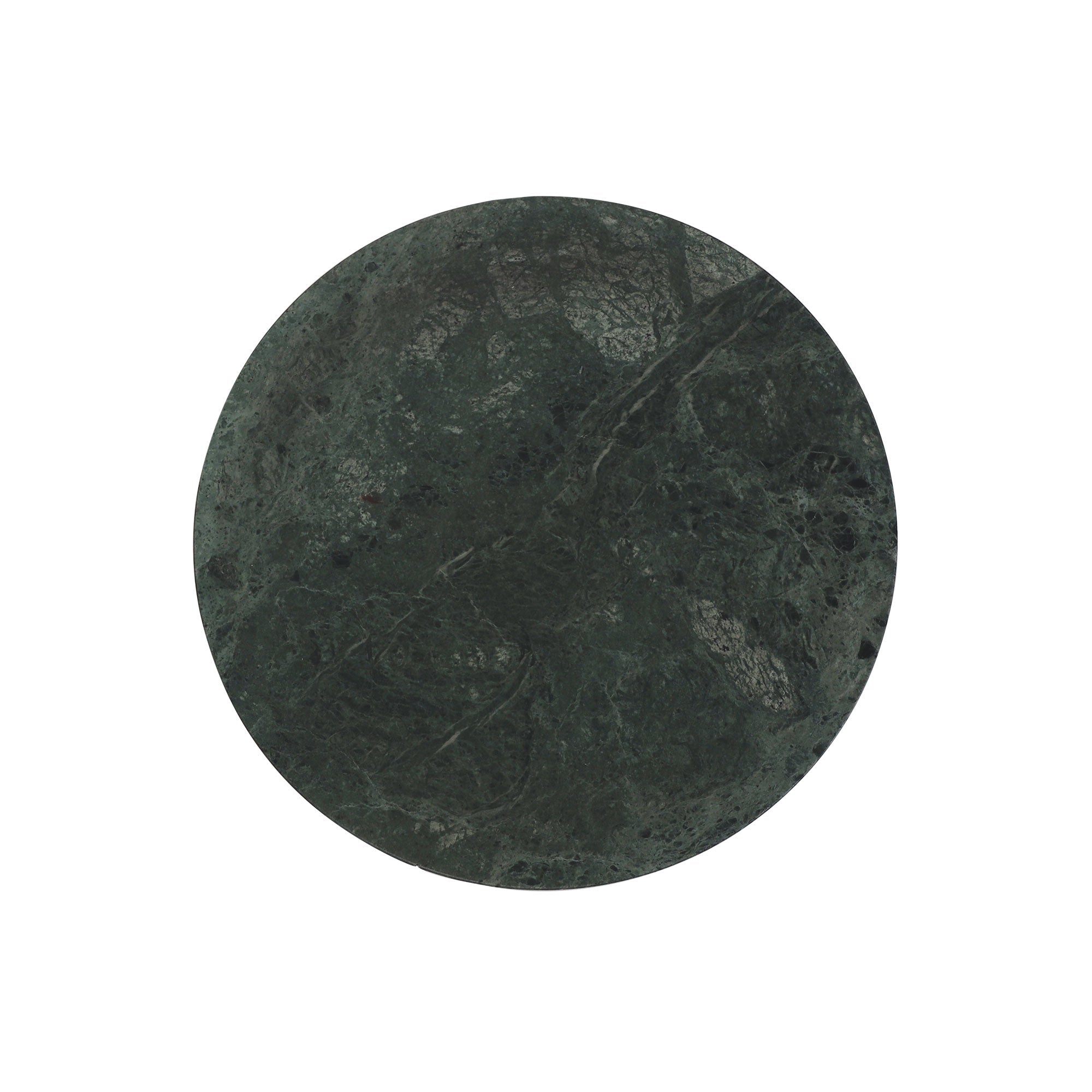 Round dark stone coaster on a white background