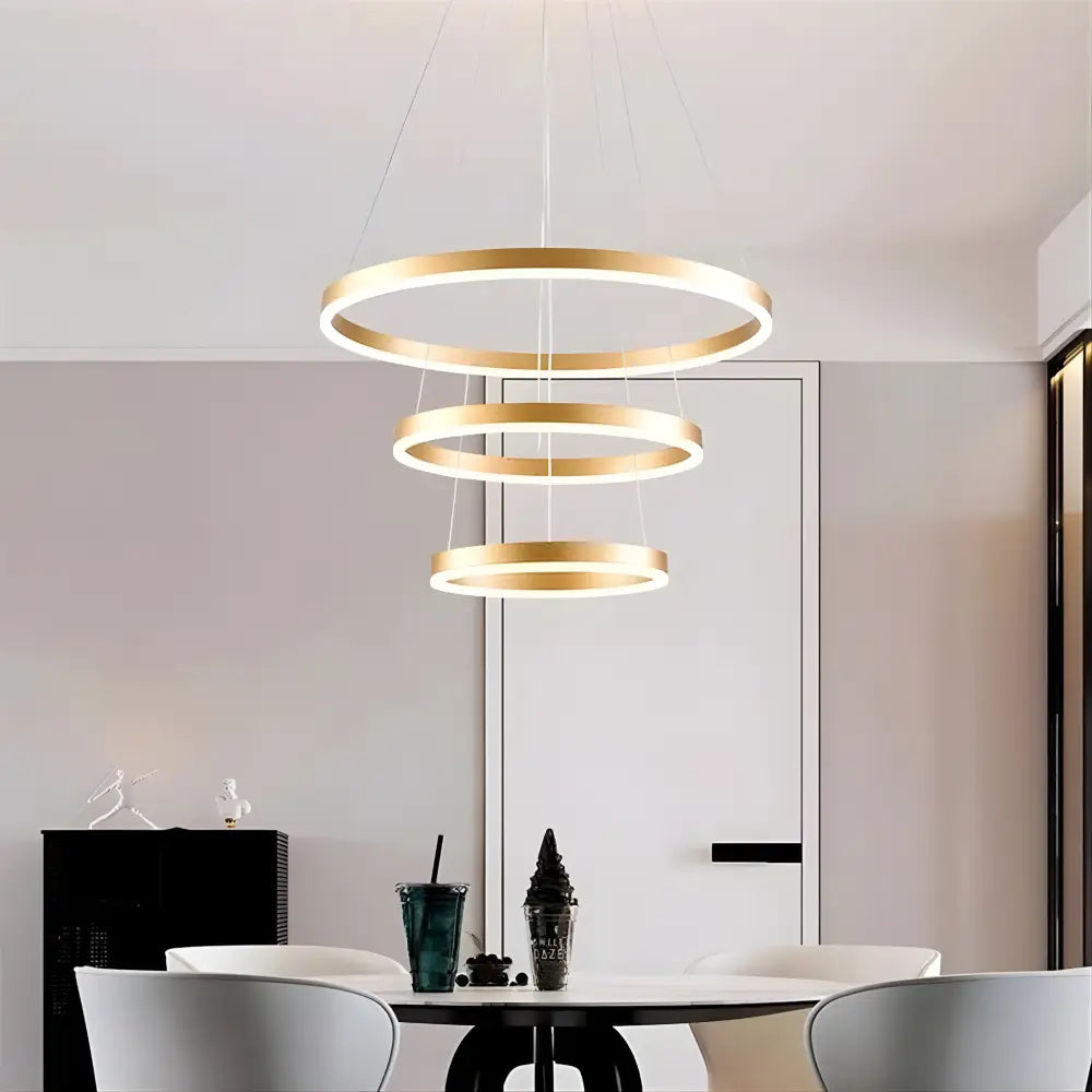 Orbit Trinity 60cm Gold 3 Ring Tricolour LED Pendant Light