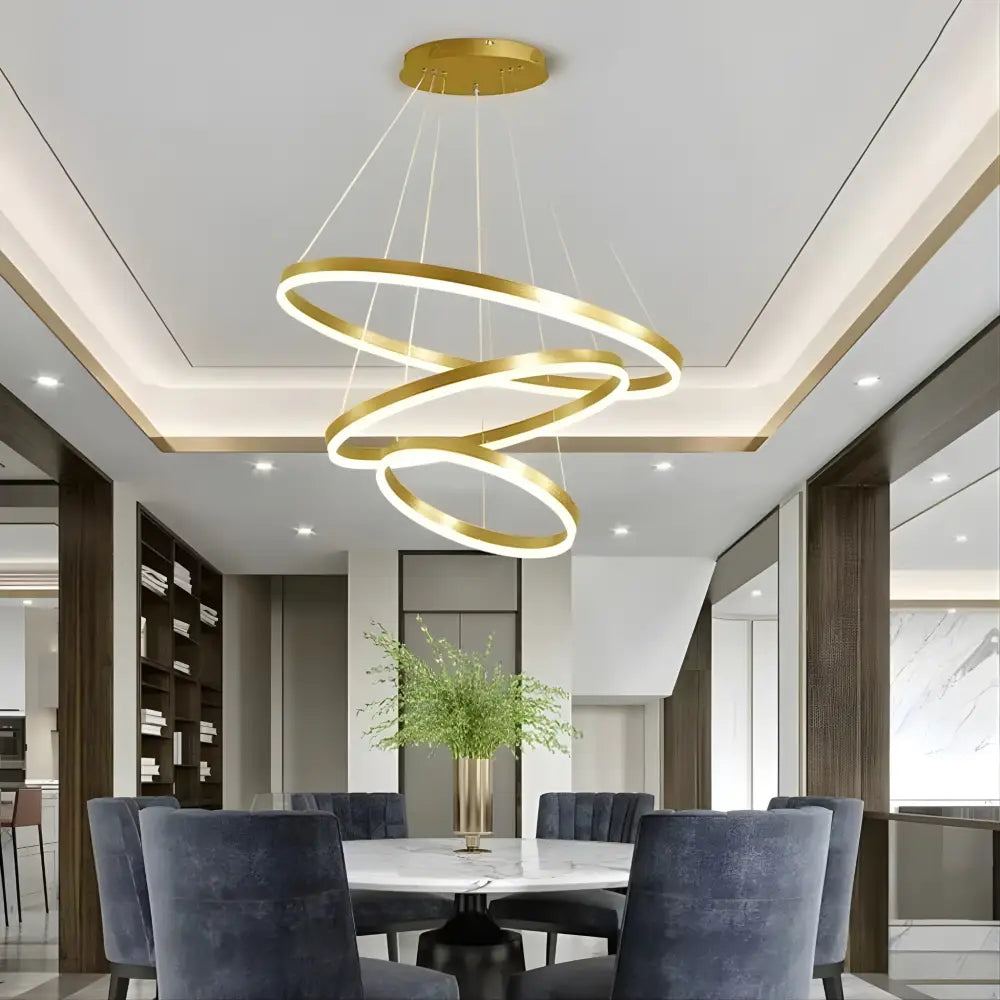 Orbit Trinity 60cm Gold 3 Ring Tricolour LED Pendant Light