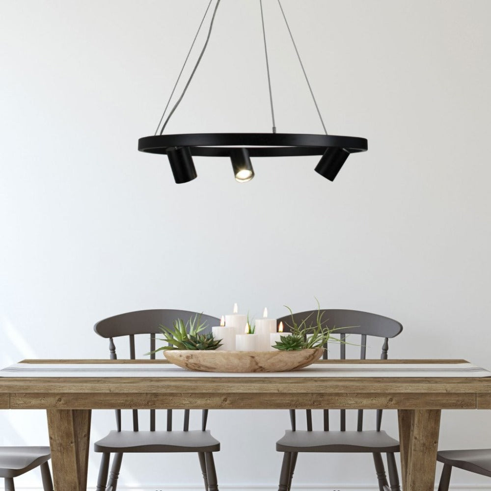 Pano Black 3-Light Adjustable Spot Pendant