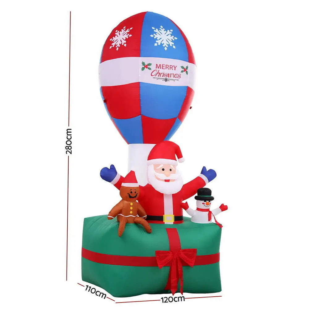 2.8M Christmas Inflatable Santa in Ballon LED Decorations Illuminated