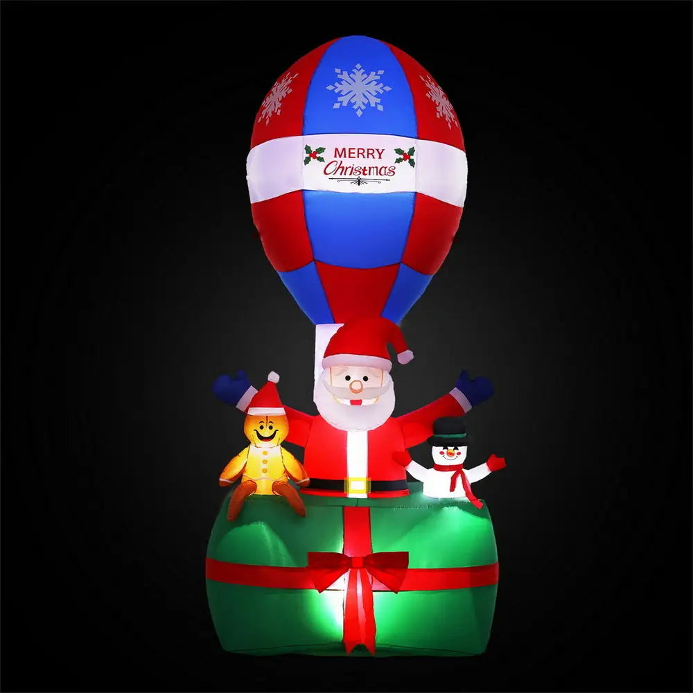 2.8M Christmas Inflatable Santa in Ballon LED Decorations Illuminated