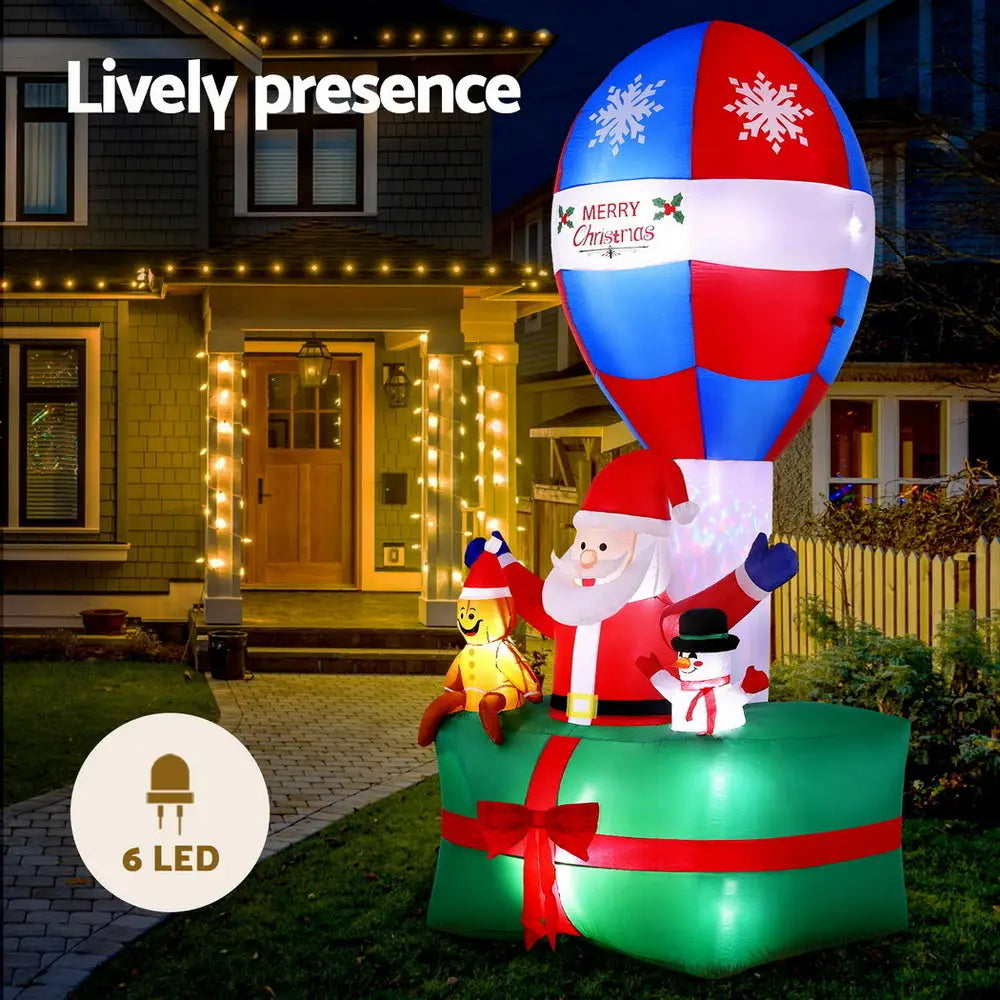 2.8M Christmas Inflatable Santa in Ballon LED Decorations Illuminated